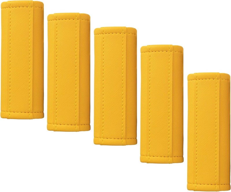 Gowraps Luggage Handle Wrap 5 Pack-Leather Luggage Handle Wraps for Suitcase/Handbag/Duffel Bag/Car Bright Luggage Identfier/Handle Covers/Grips Luggage Accessories for Travel 3.0 (Yellow) - Image 1